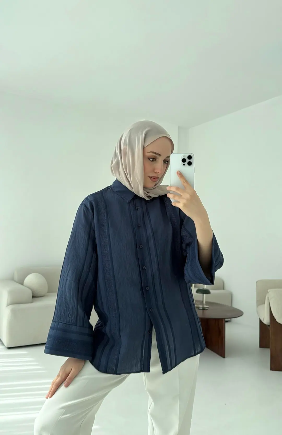 Jakarlı Gömlek Lacivert