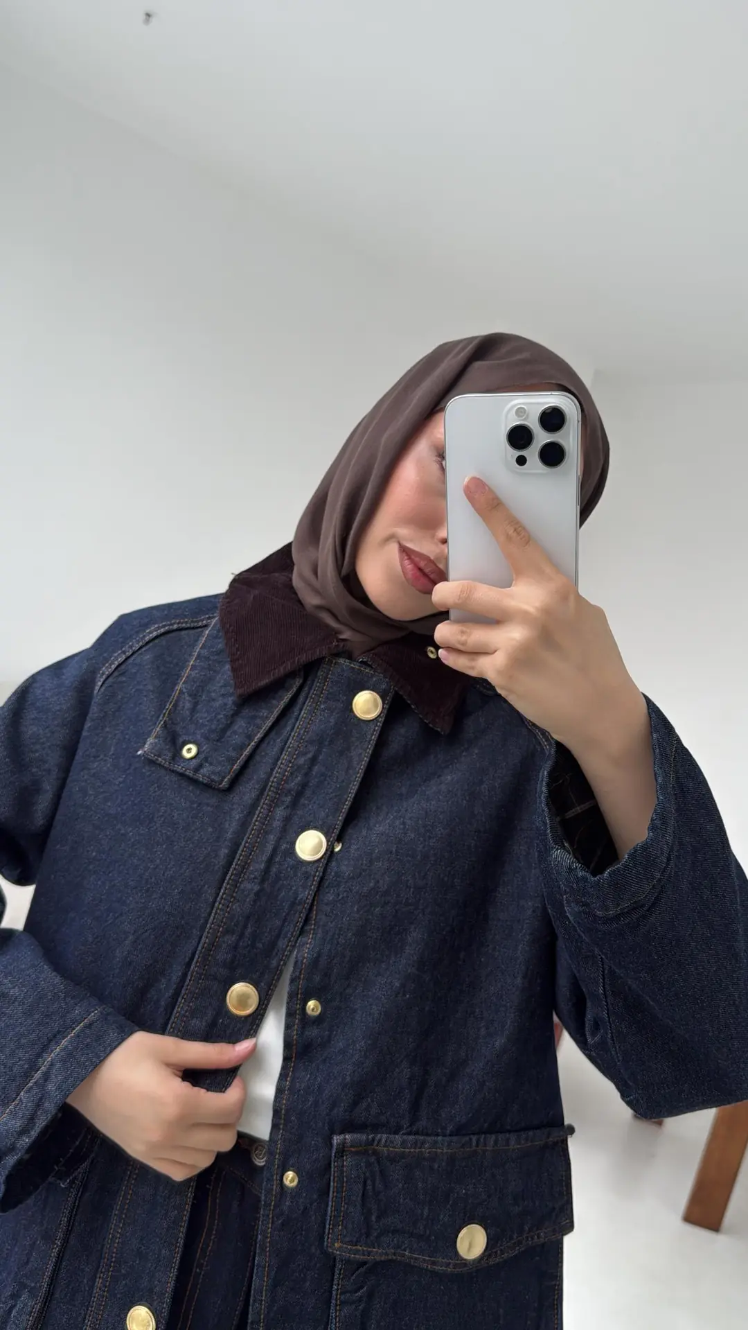 Kadife Yaka Premium Denim Ceket - Görsel 6