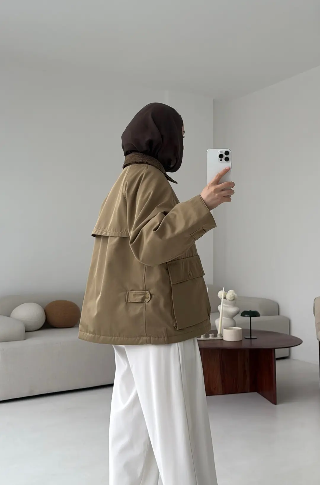 Kadife Yaka Dolgulu Ceket Deve Tügü - Görsel 2