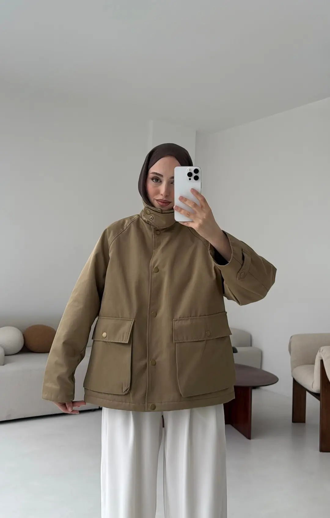 Kadife Yaka Dolgulu Ceket Deve Tügü - Görsel 8