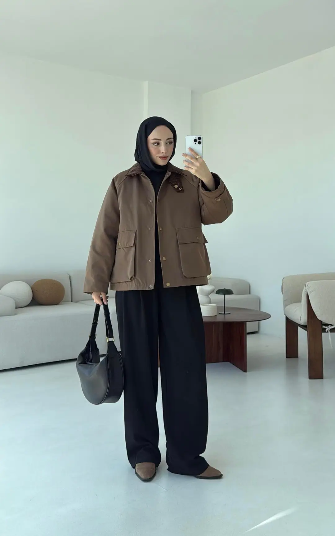 Kadife Yaka Dolgulu Ceket Kahve - Görsel 5