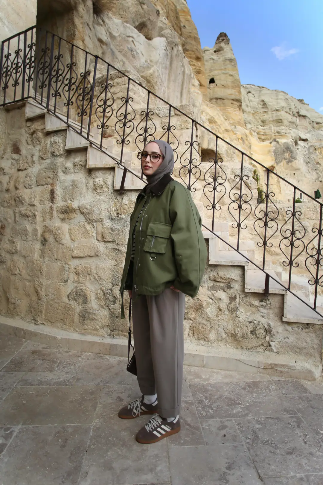 Kadife Yaka Gabardin Ceket Yeşil - Görsel 5