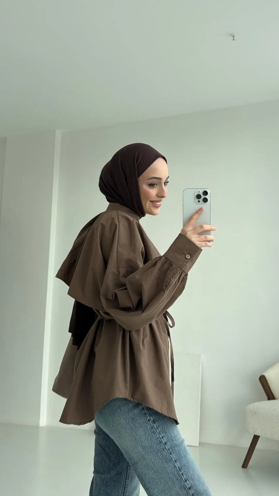 Kahve Bağlamalı Gömlek - Görsel 6