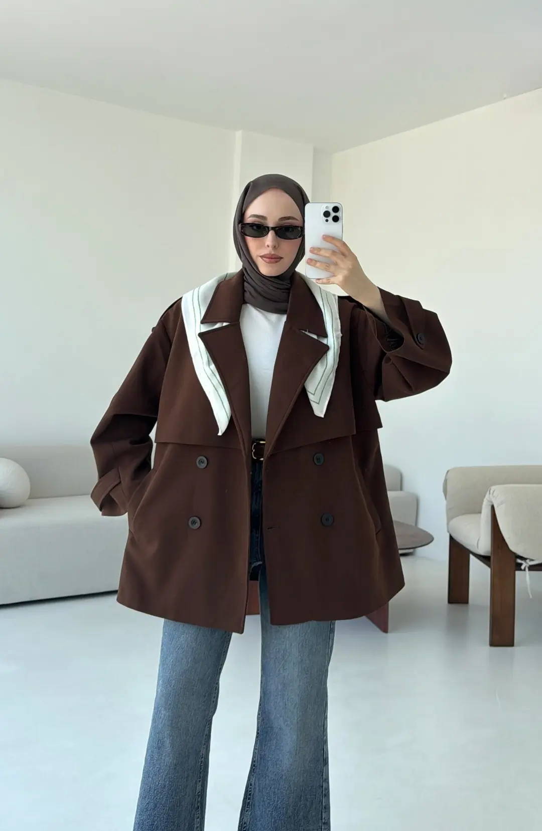 Kahve Bağlamalı Trençkot - Görsel 2