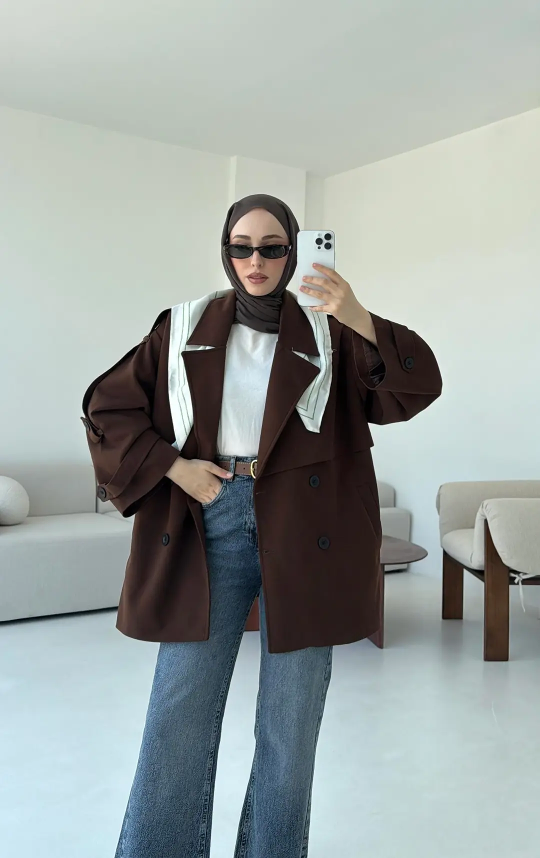 Kahve Bağlamalı Trençkot - Görsel 4