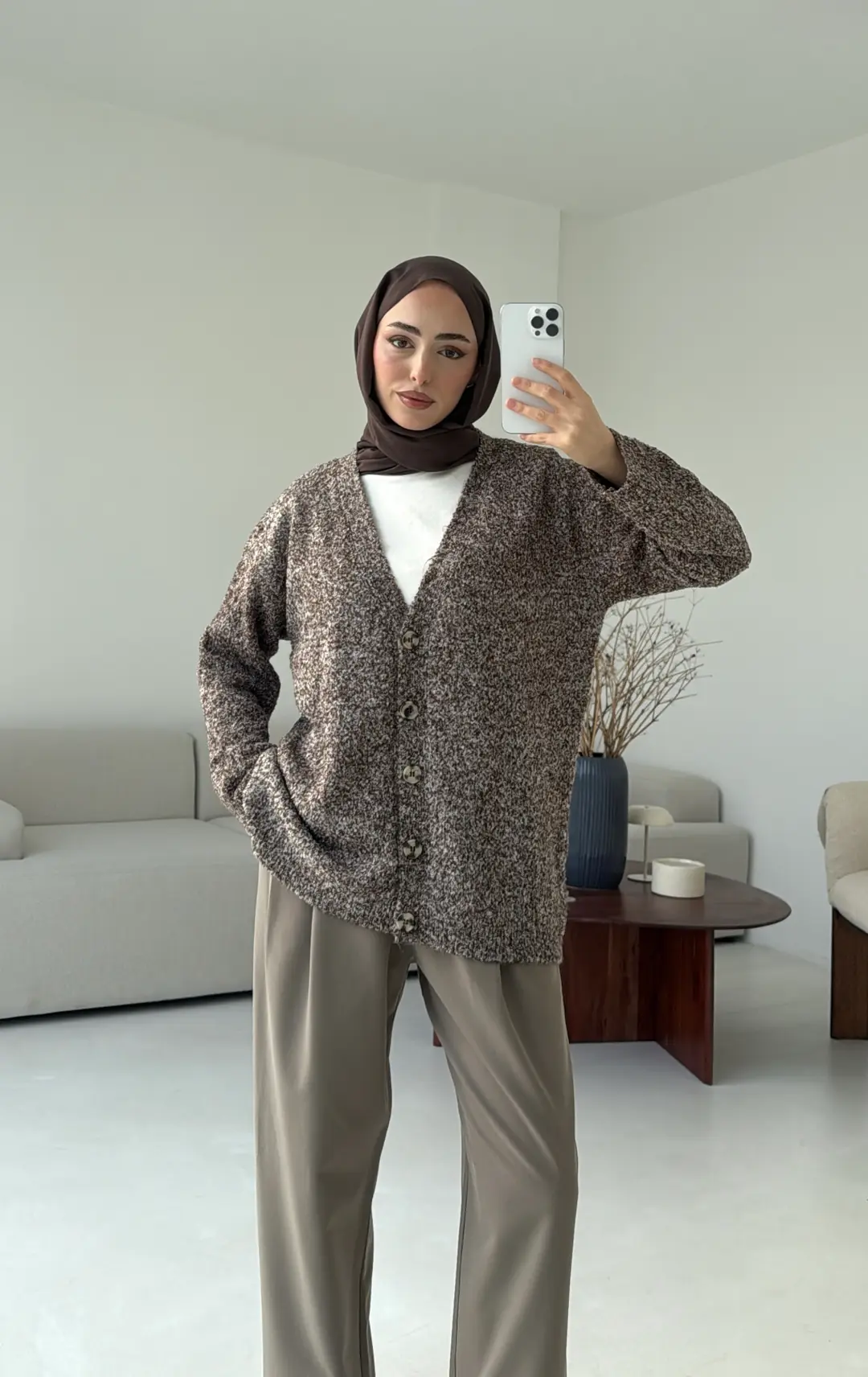 Kahve Benekli Hırka - Görsel 10