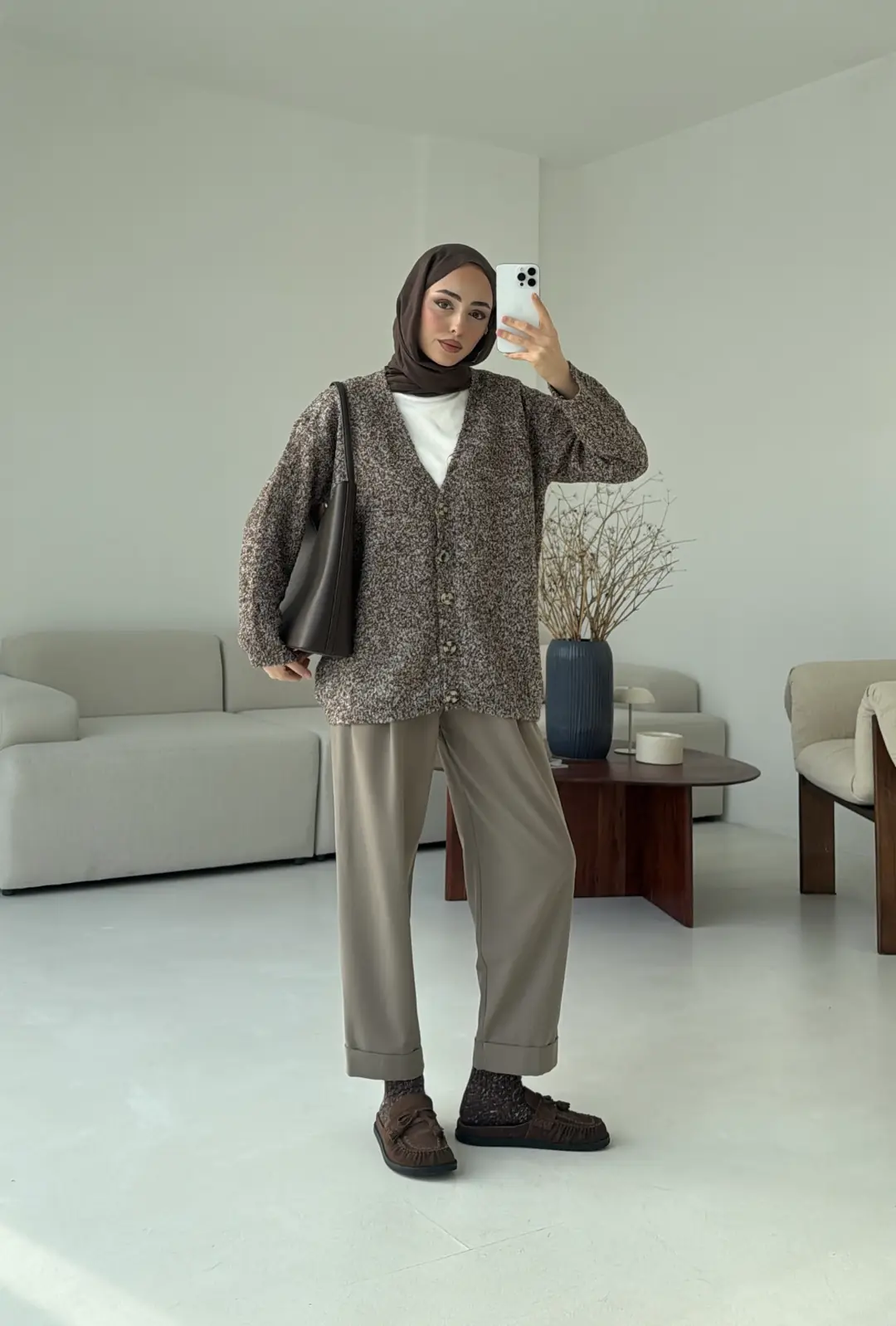 Kahve Benekli Hırka - Görsel 5