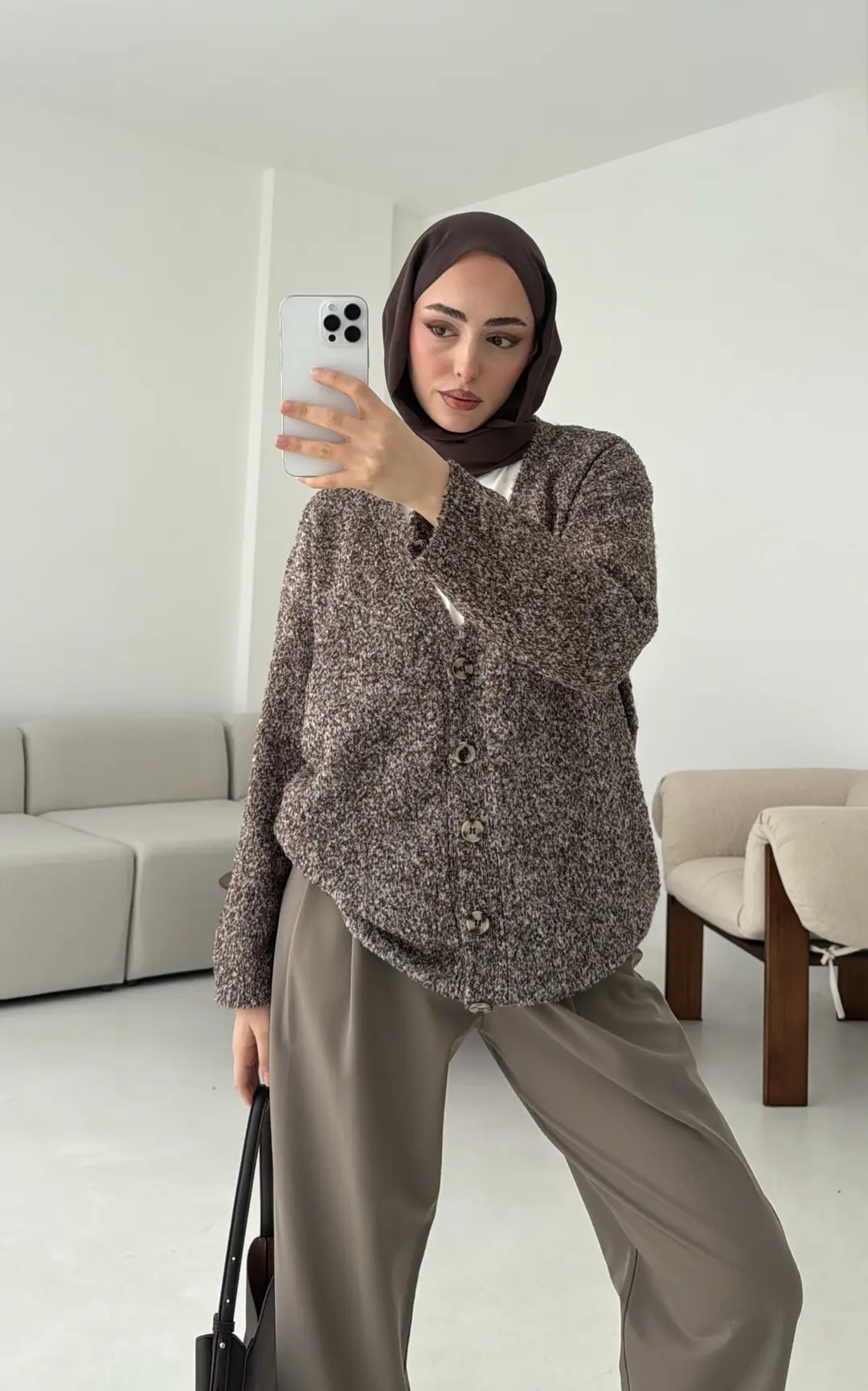 Kahve Benekli Hırka - Görsel 6