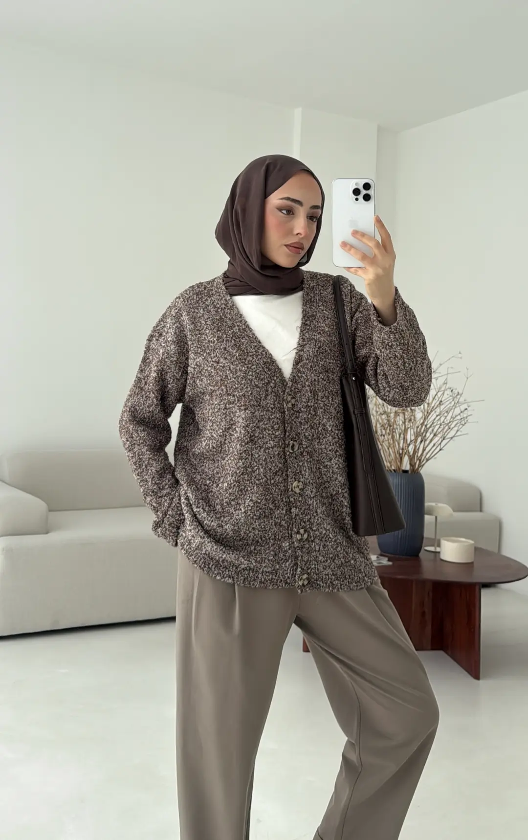 Kahve Benekli Hırka - Görsel 8