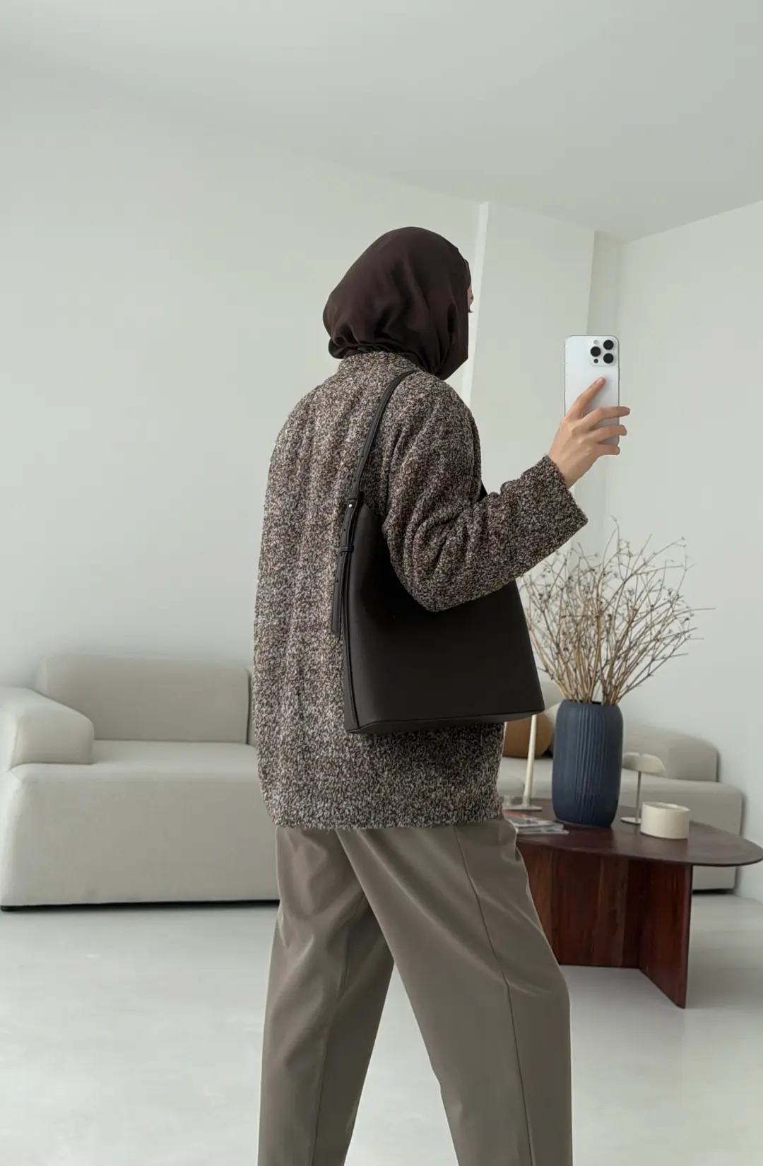 Kahve Benekli Hırka - Görsel 9