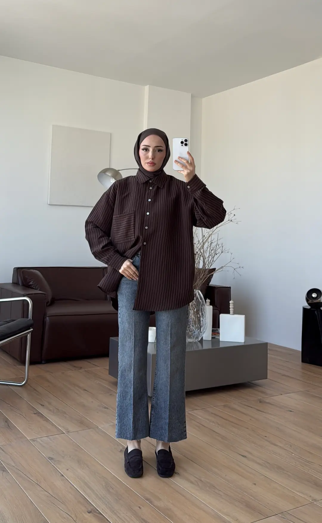 Kahve Çizgili Gömlek