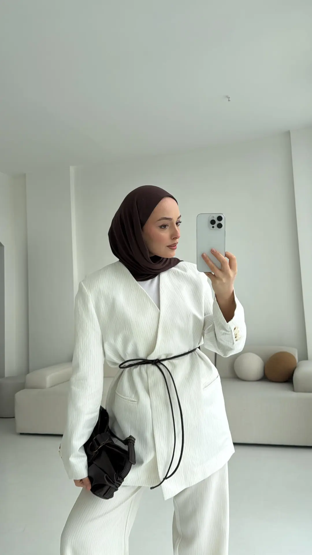 Kahve Deri Kemerli Takım - Görsel 2