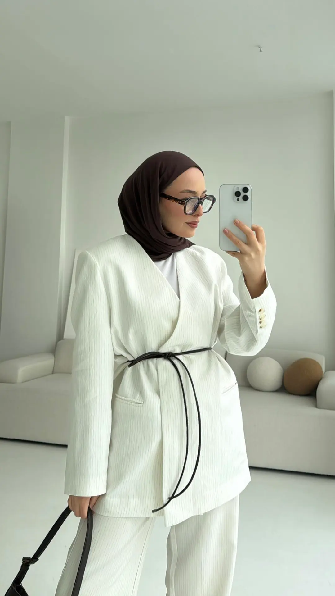 Kahve Deri Kemerli Takım - Görsel 4