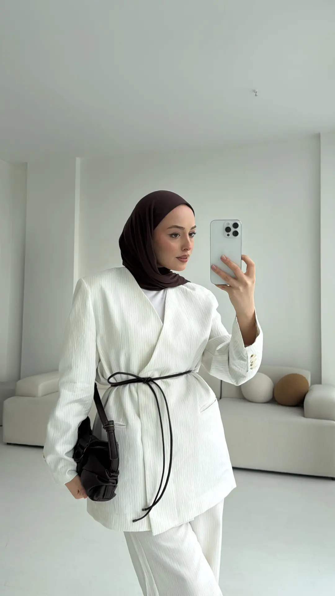 Kahve Deri Kemerli Takım - Görsel 7