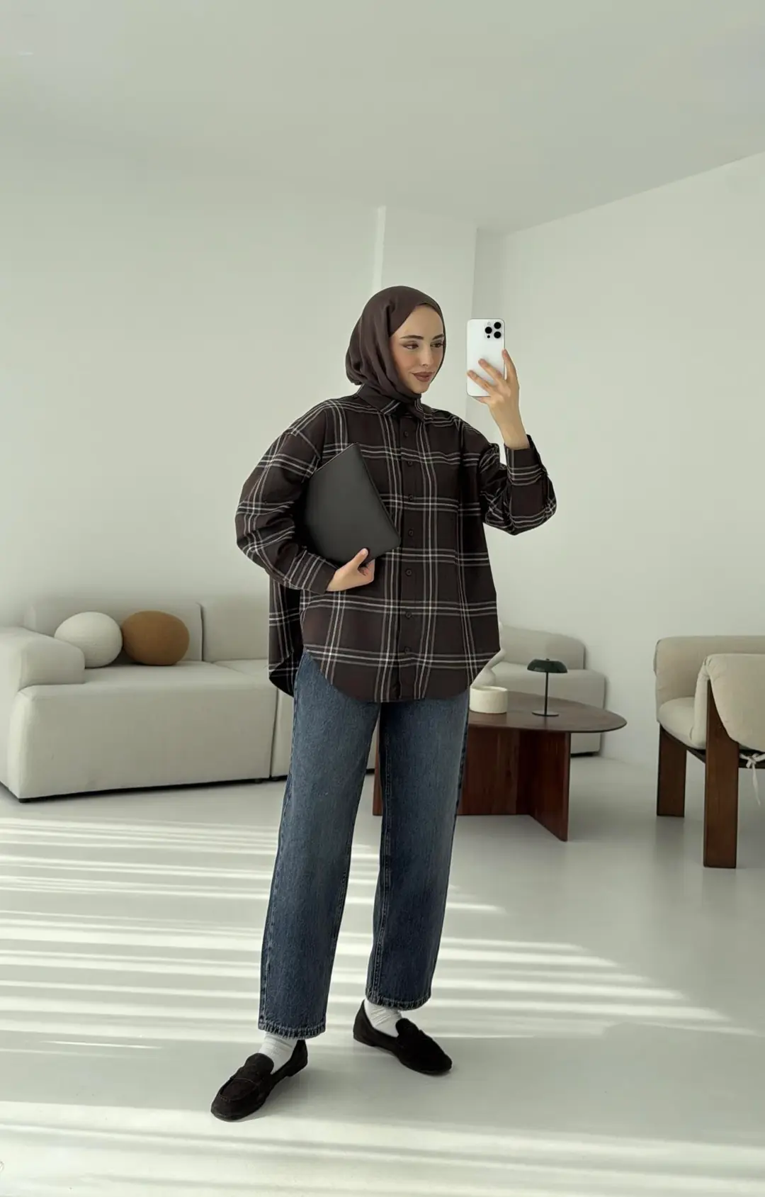 Kahve  Ekose Gömlek - Görsel 2