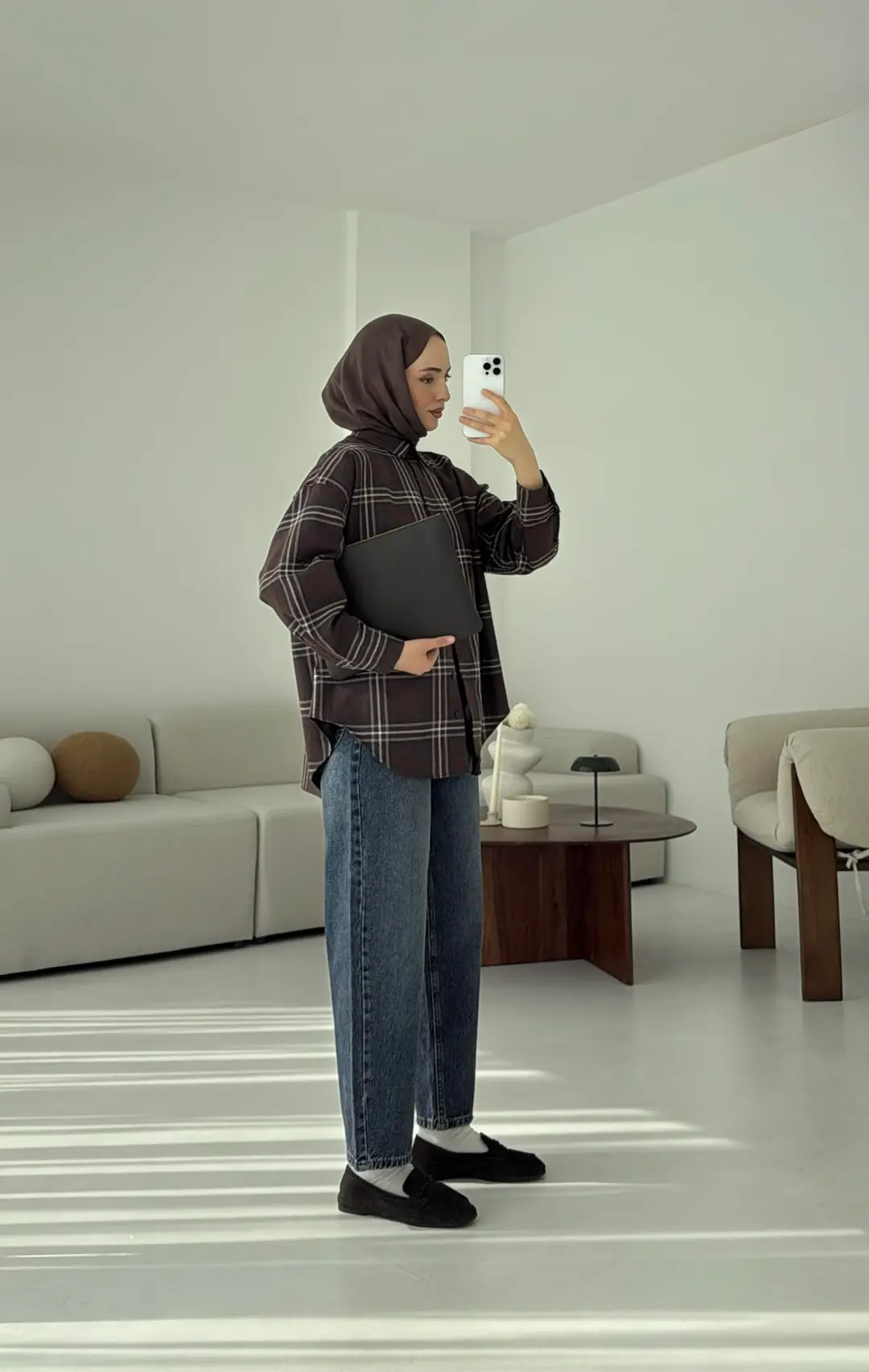 Kahve  Ekose Gömlek - Görsel 3