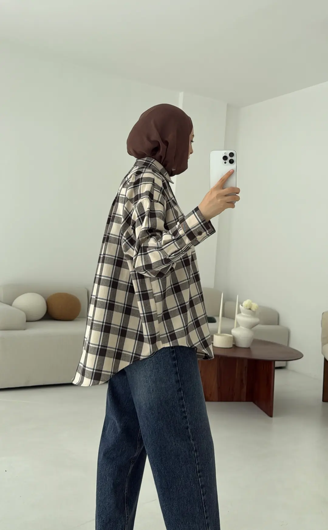 Kahve Geçişli Ekose Gömlek