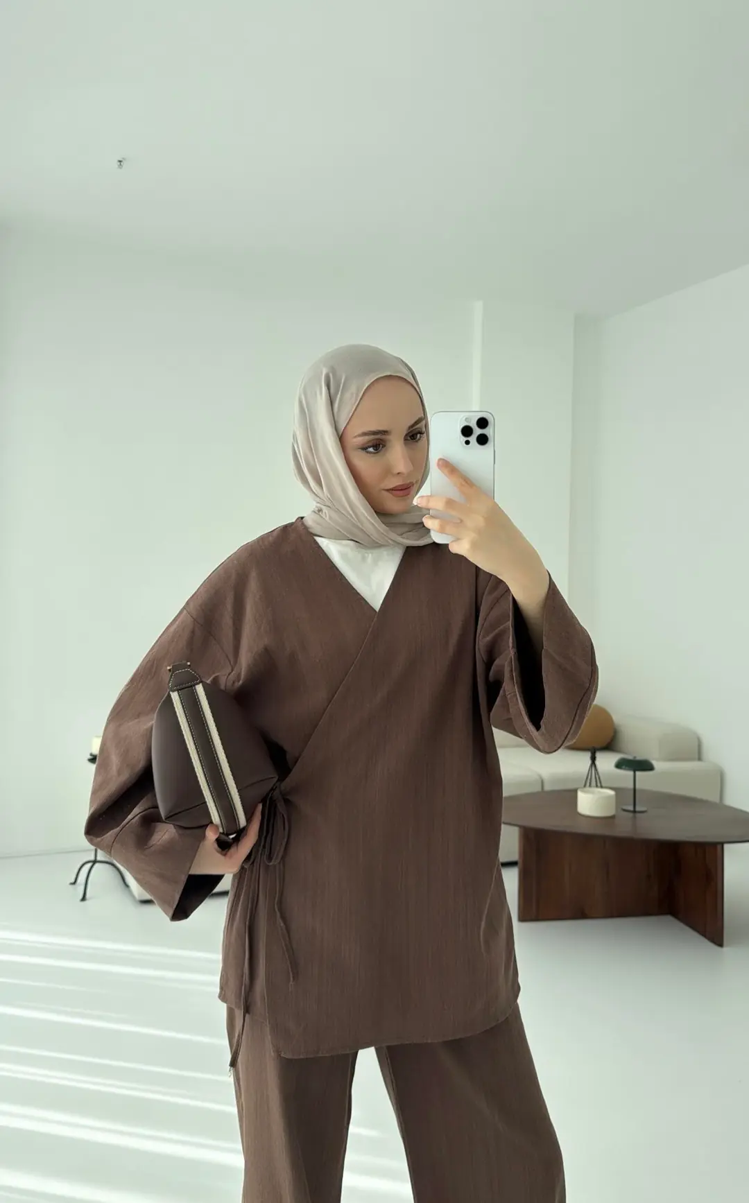 Kahve Yandan Bağlamalı Takım - Görsel 2