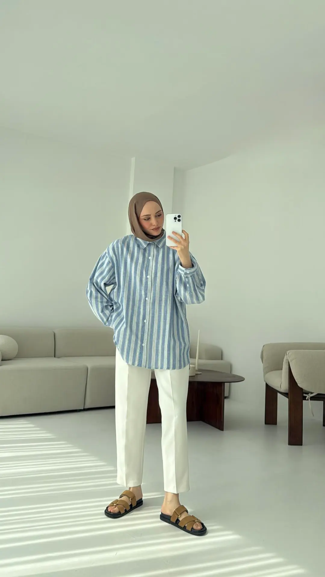 Kalın Çizgili Mavi-Beyaz Gömlek - Görsel 3