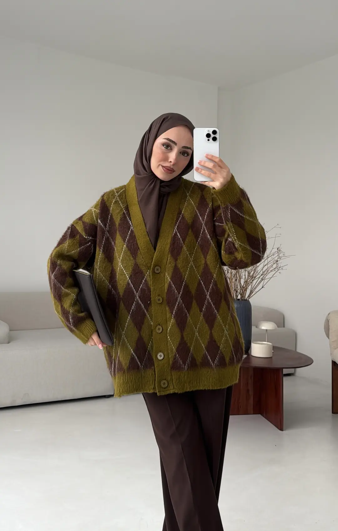 Kalın Hırka Kahve/Zeytin Yeşili - Görsel 5