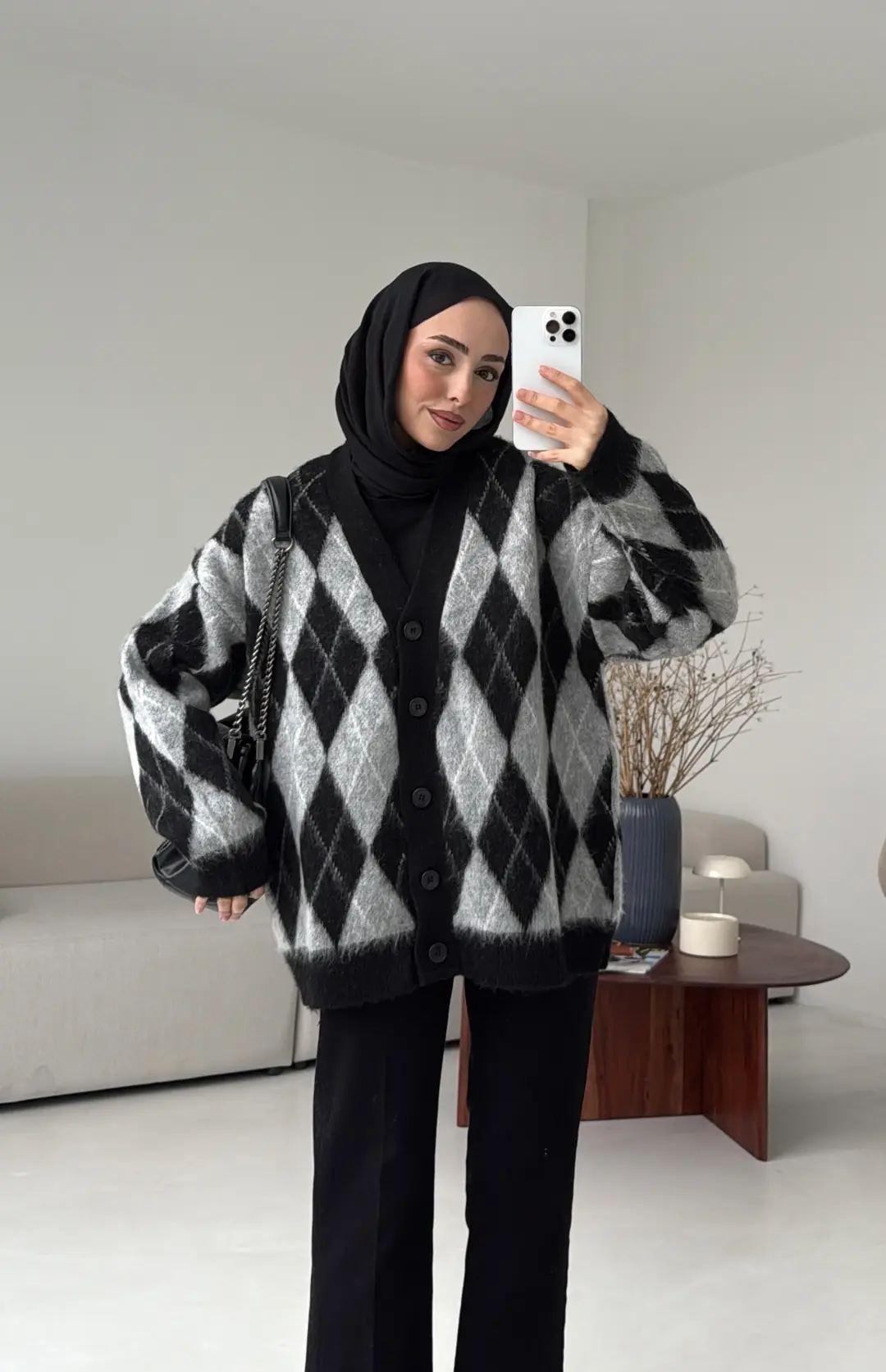 Kalın Hırka Siyah/Gri