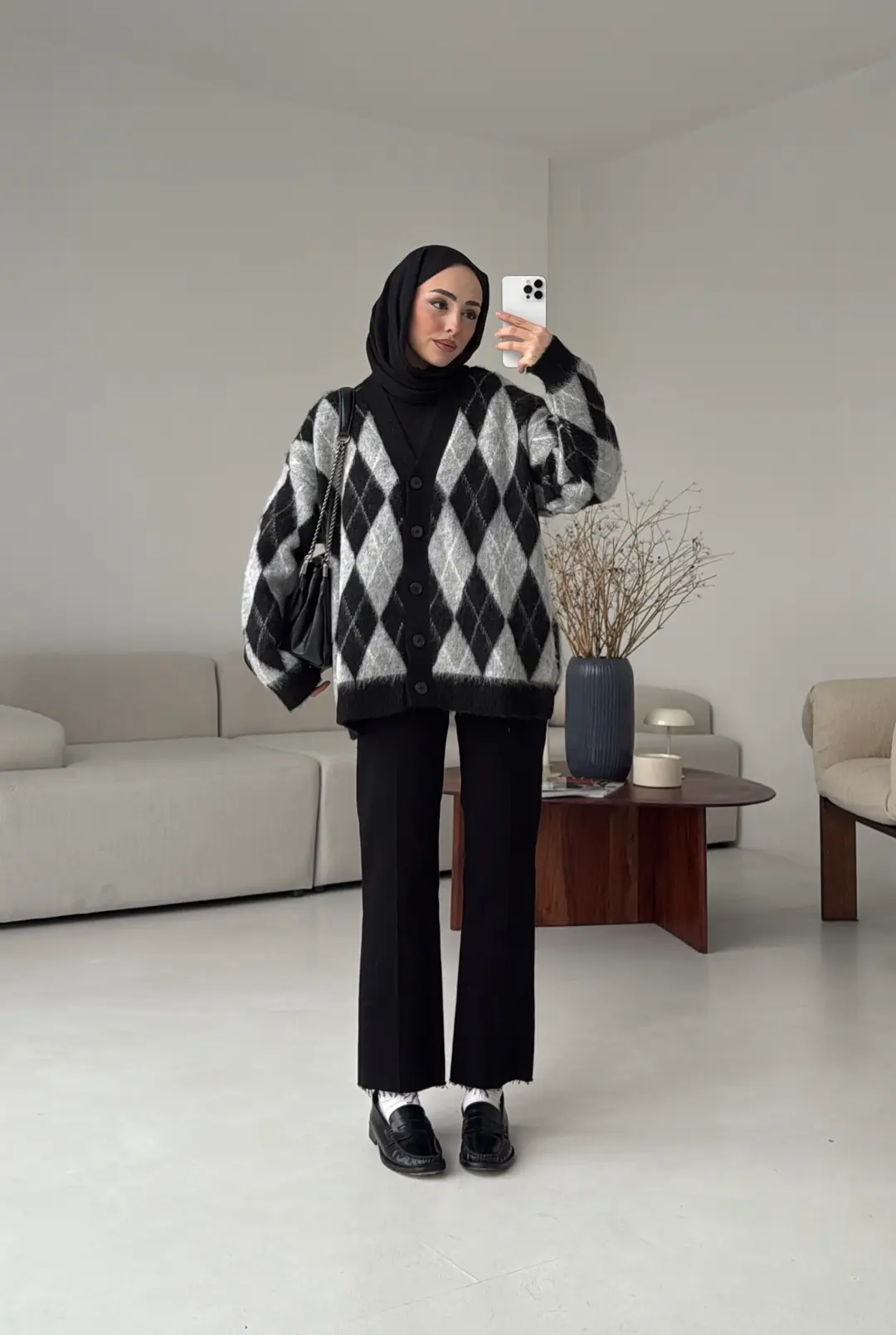 Kalın Hırka Siyah/Gri - Görsel 7