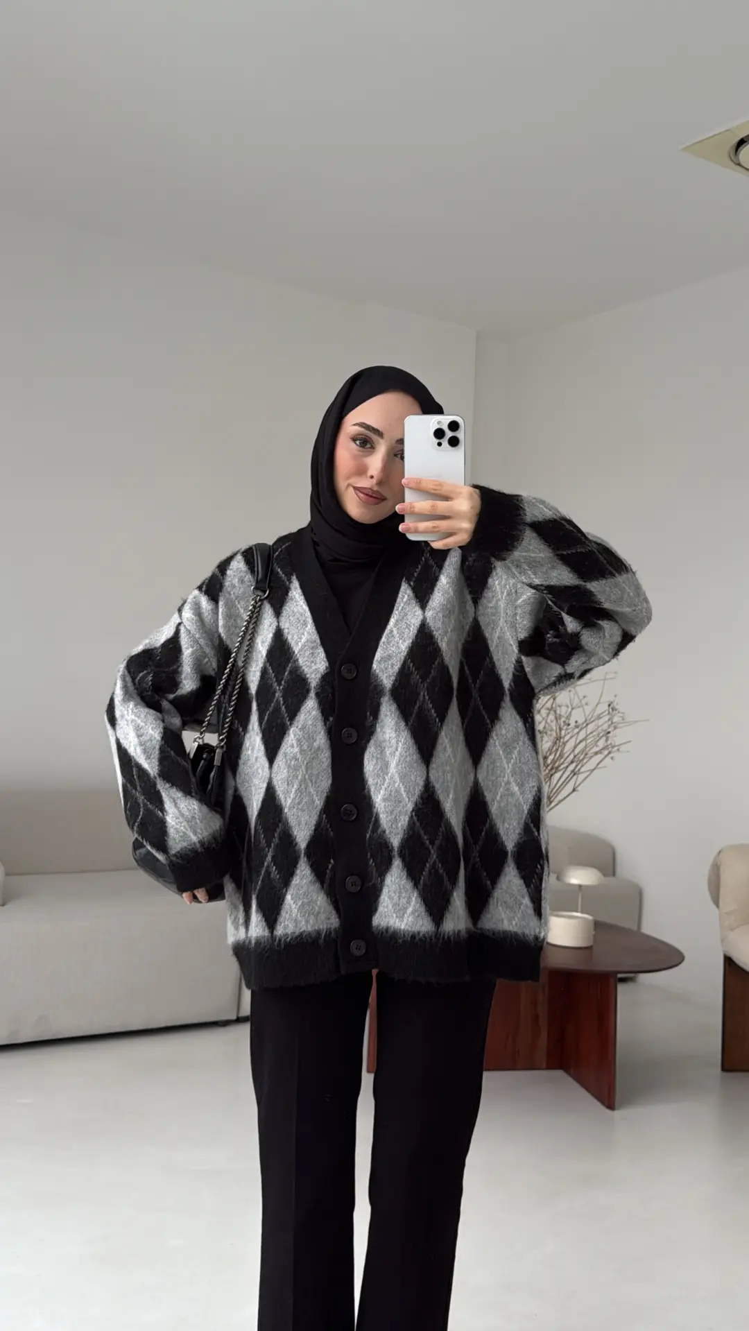 Kalın Hırka Siyah/Gri - Görsel 9