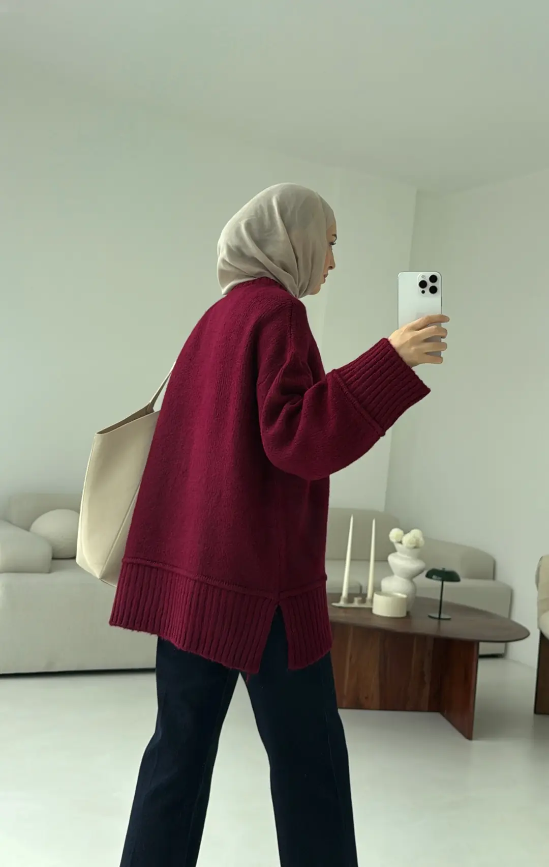 Kalın Manteş Kazak Bordo