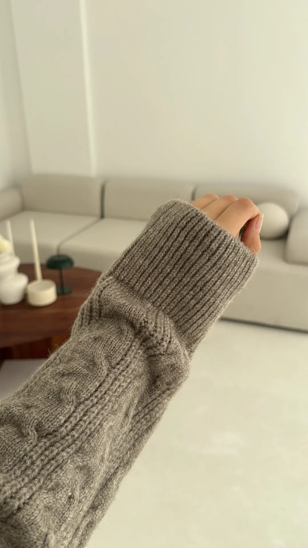 Kalın Saç Örgü Kazak Vizon - Görsel 3