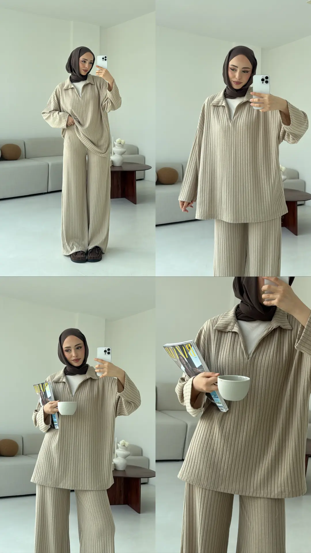 Kaskorse Bluz Pantolon Takım Bej