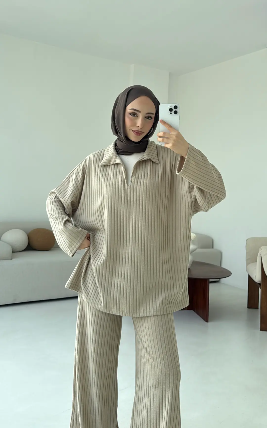 Kaskorse Bluz Pantolon Takım Bej - Görsel 4