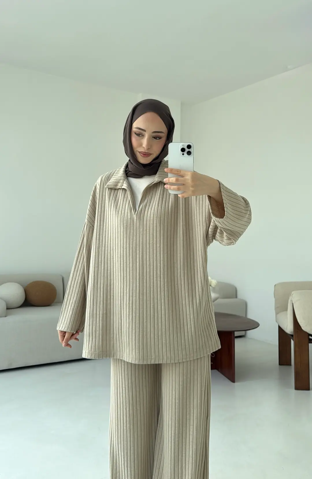 Kaskorse Bluz Pantolon Takım Bej - Görsel 5