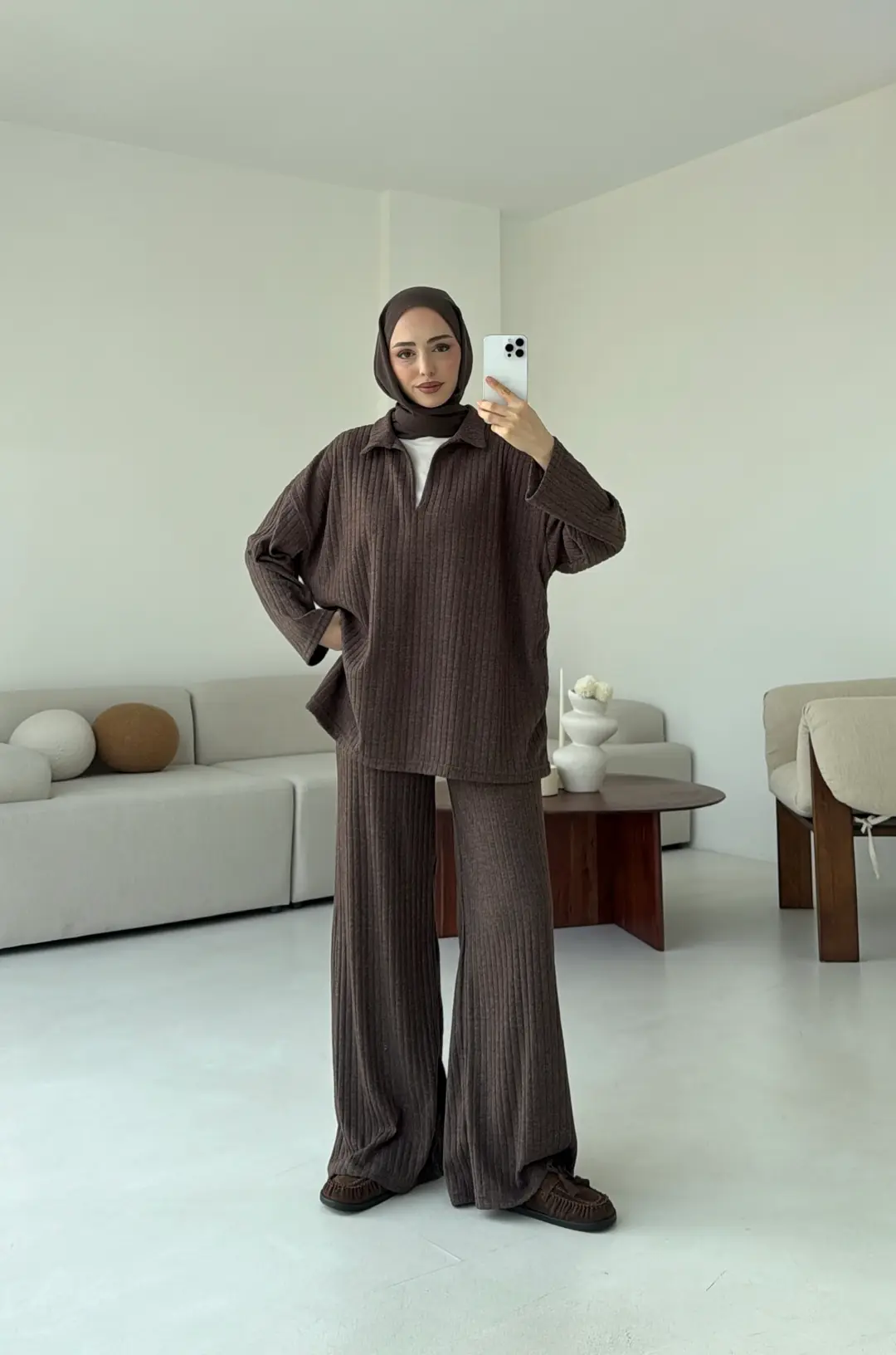 Kaskorse Bluz Pantolon Takım Kahve