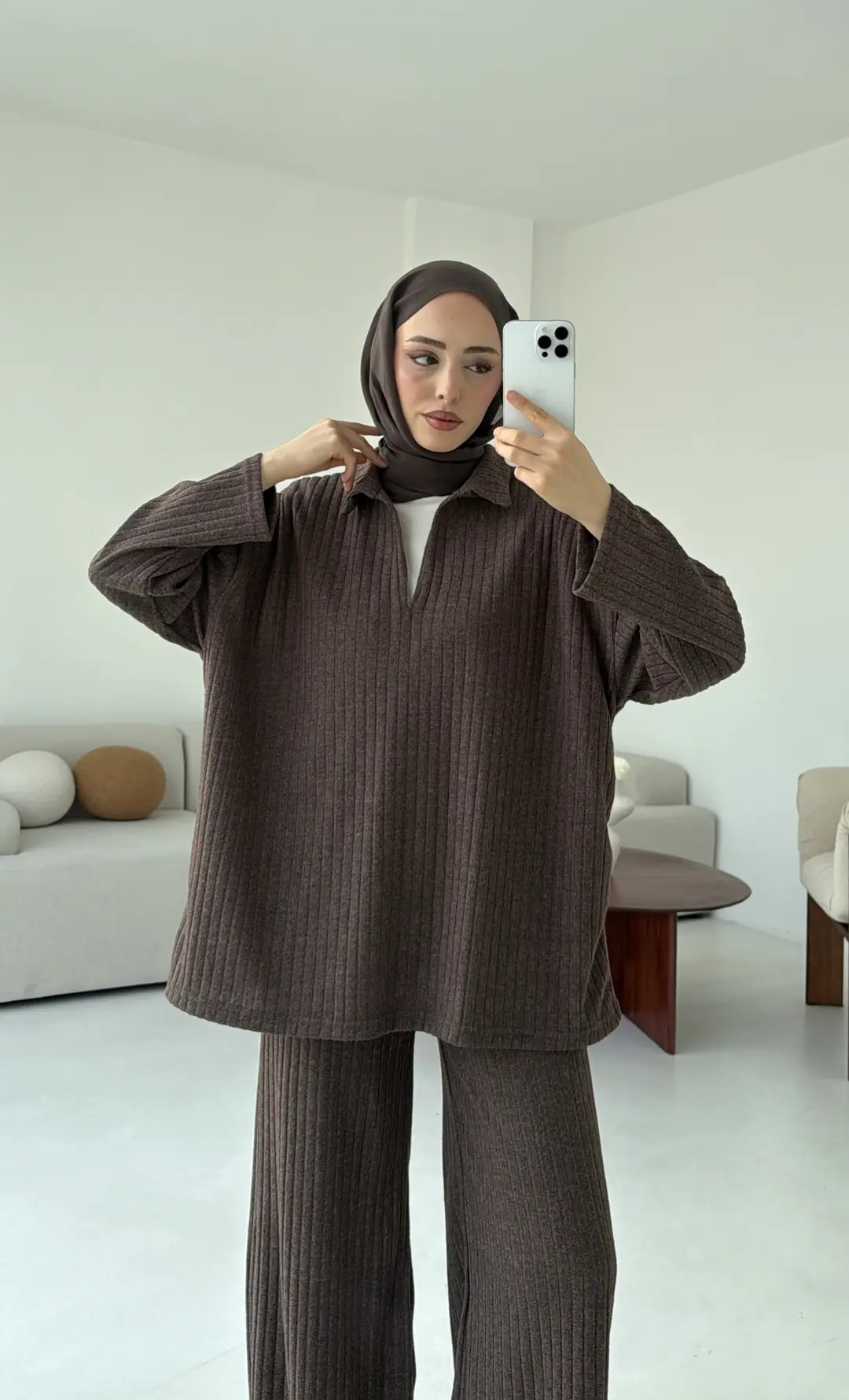 Kaskorse Bluz Pantolon Takım Kahve - Görsel 4