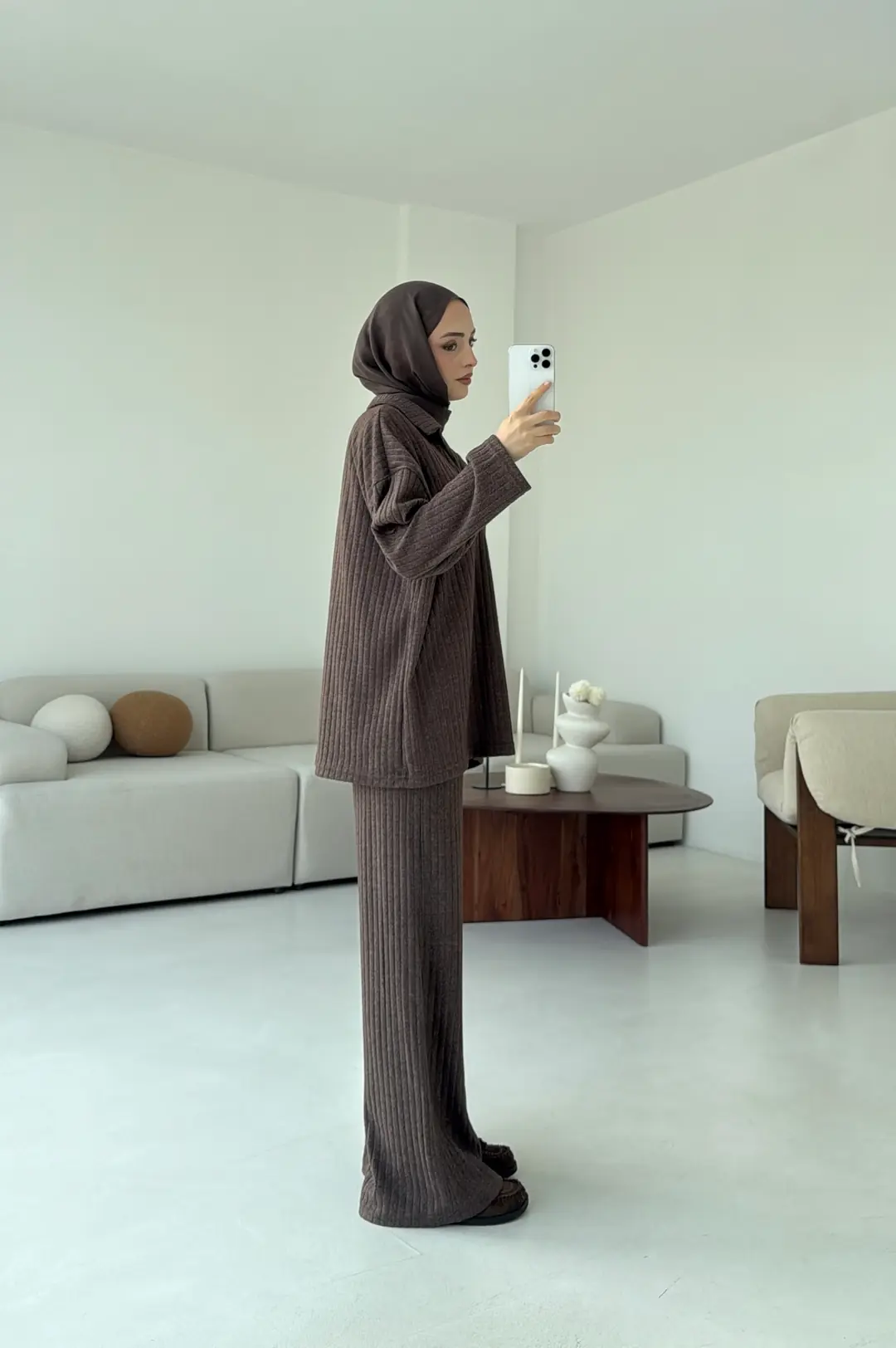 Kaskorse Bluz Pantolon Takım Kahve - Görsel 5