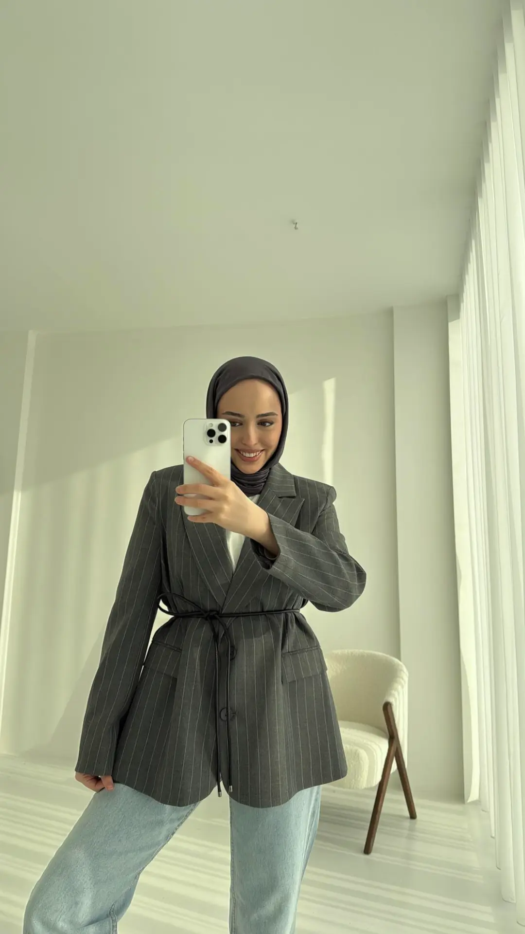 Kemer Detaylı Blazer Ceket Antrasit