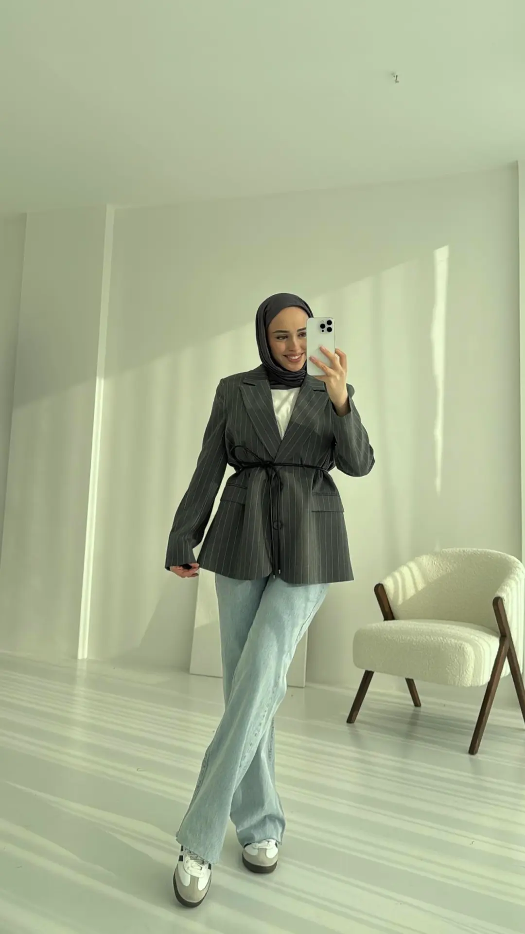 Kemer Detaylı Blazer Ceket Antrasit - Görsel 2