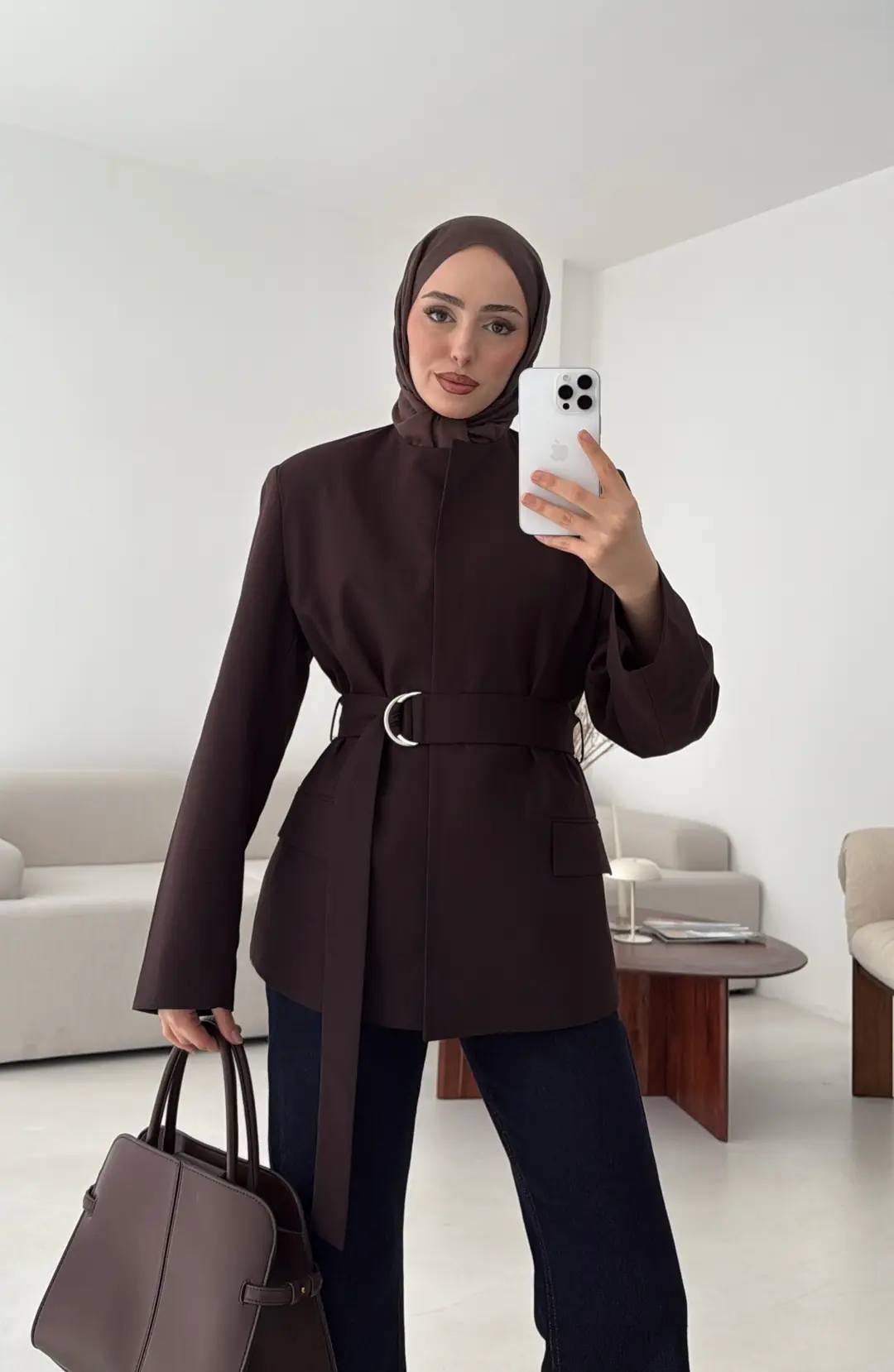 Kemeri Tokalı Ceket Kahve - Görsel 2