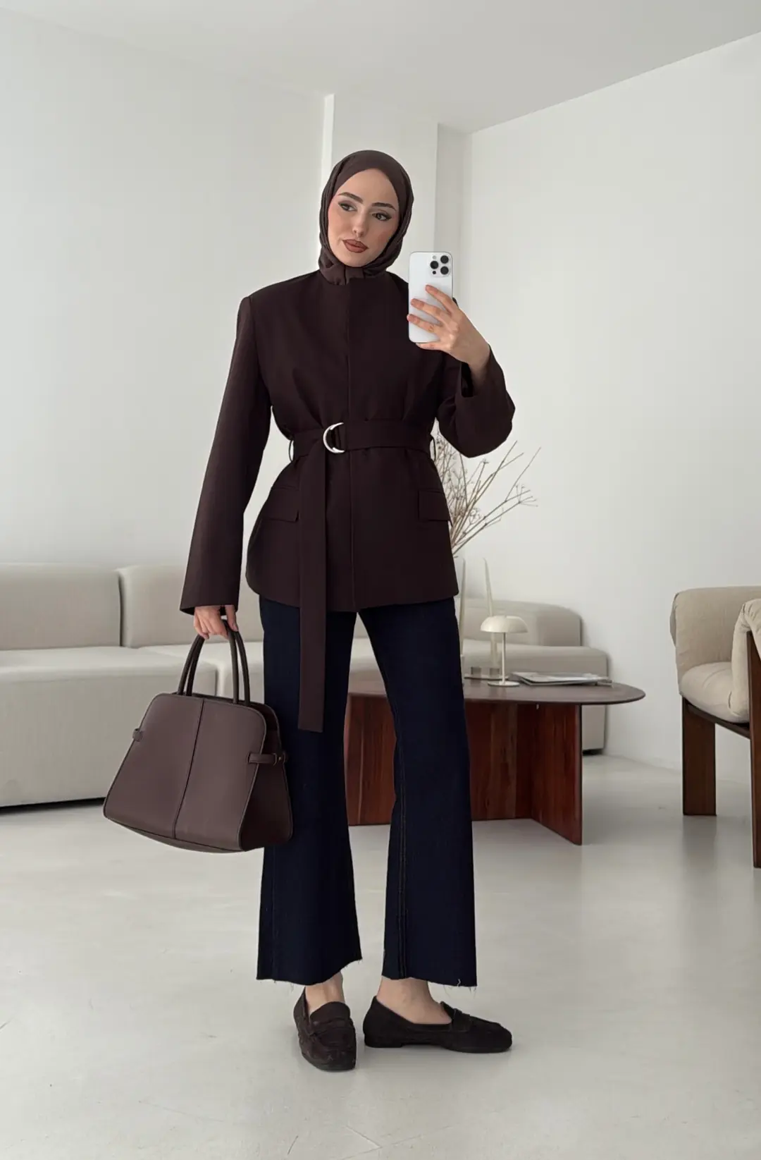 Kemeri Tokalı Ceket Kahve - Görsel 4