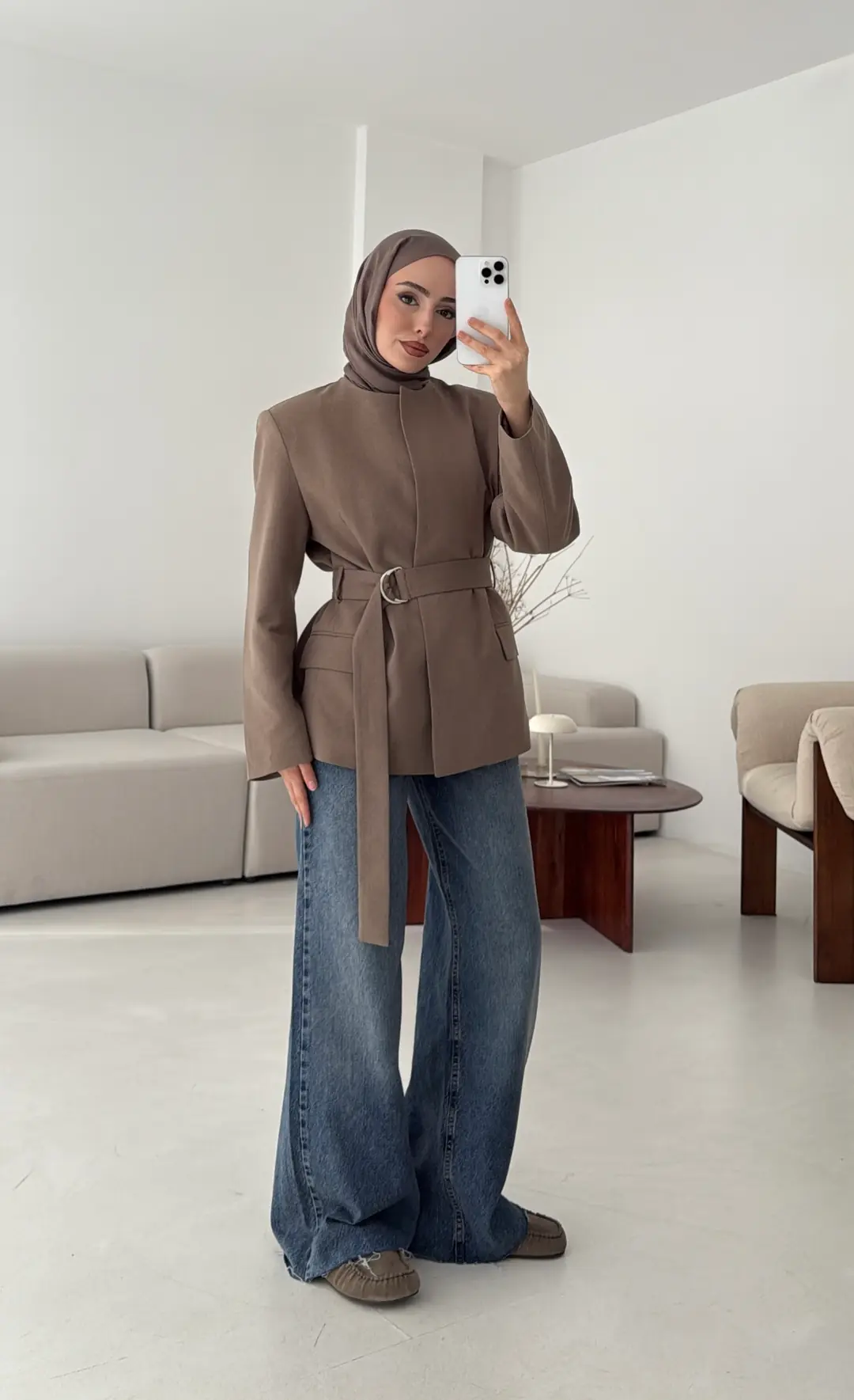 Kemeri Tokalı Ceket Vizon