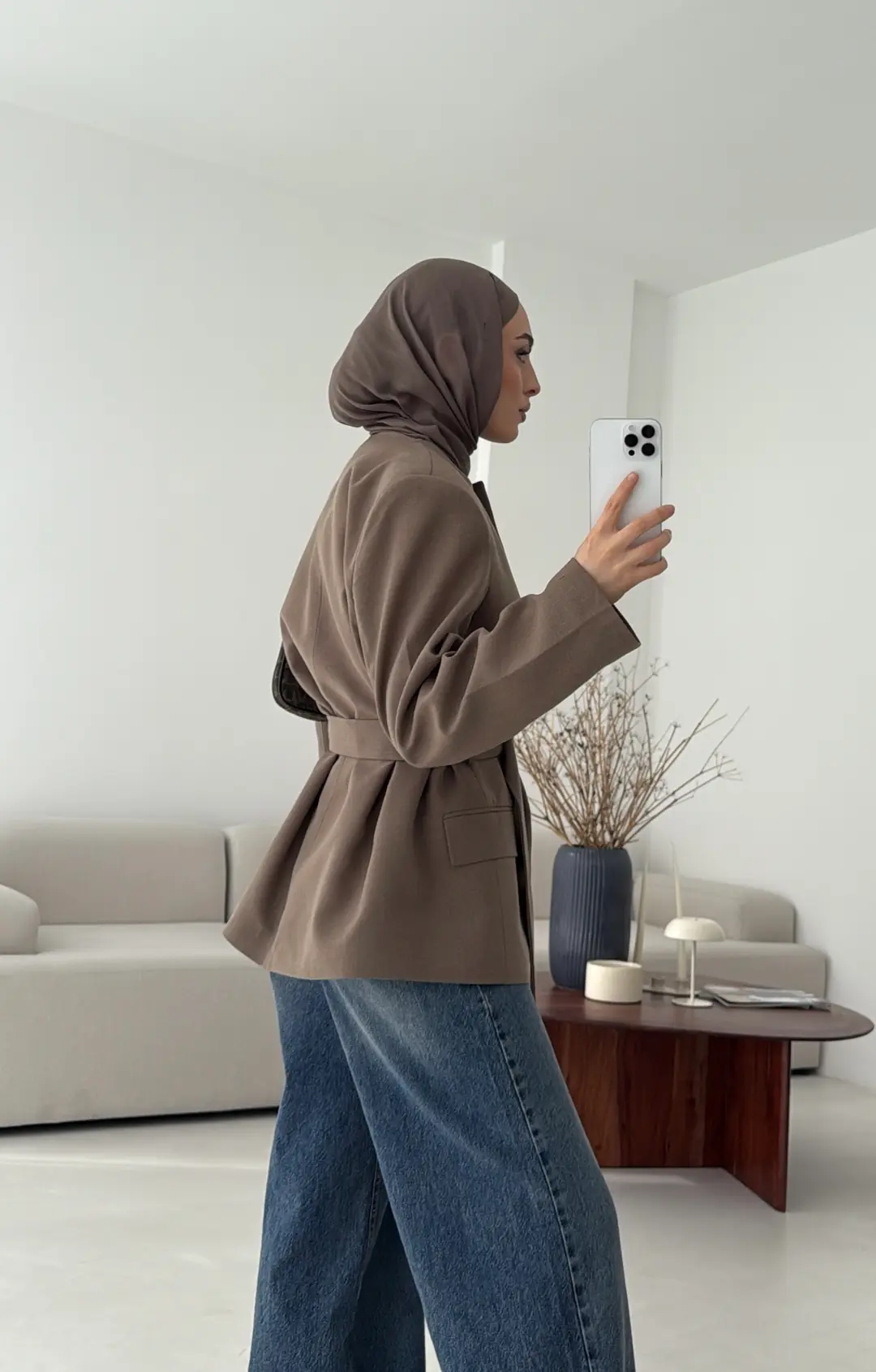 Kemeri Tokalı Ceket Vizon - Görsel 2