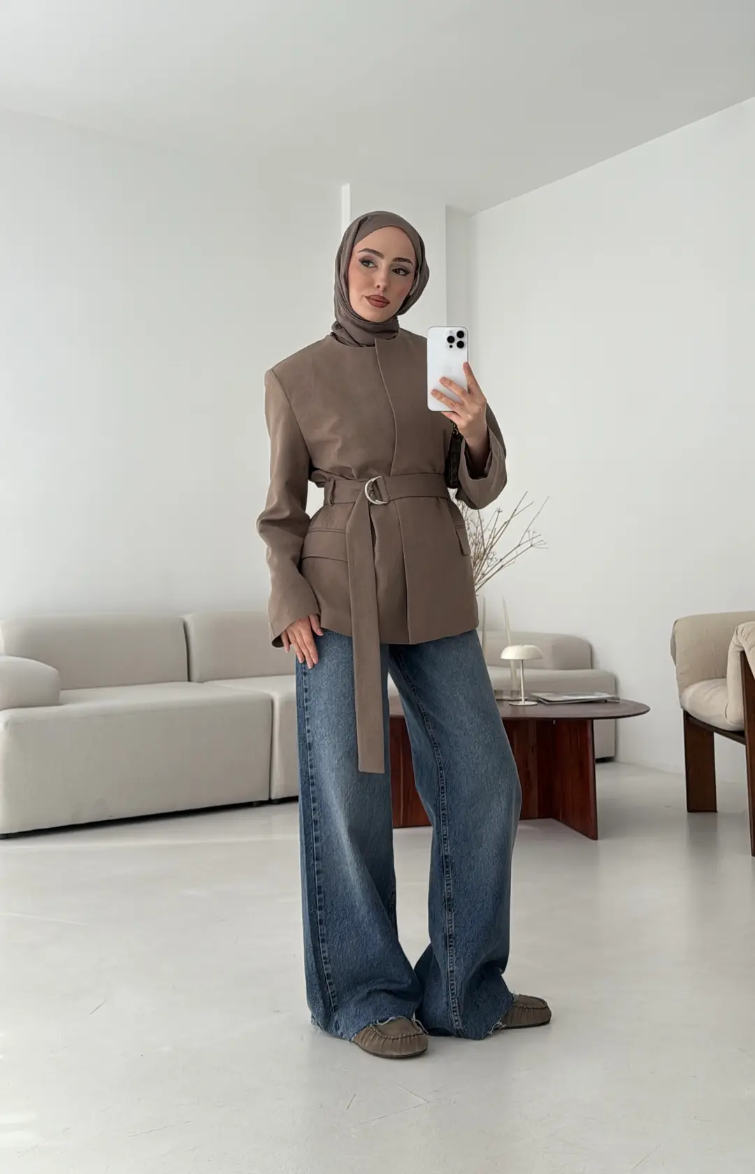 Kemeri Tokalı Ceket Vizon - Görsel 3