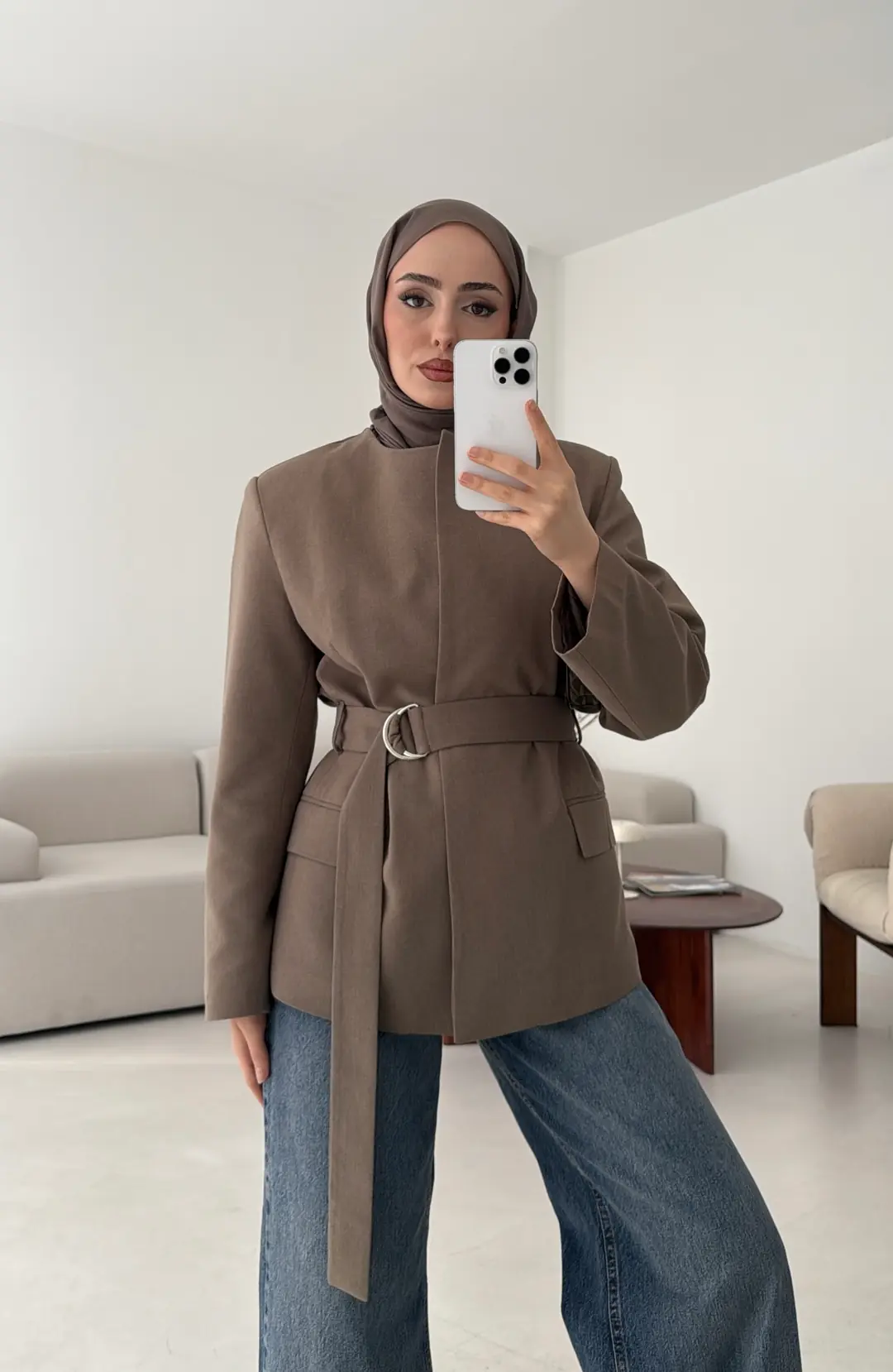 Kemeri Tokalı Ceket Vizon - Görsel 4