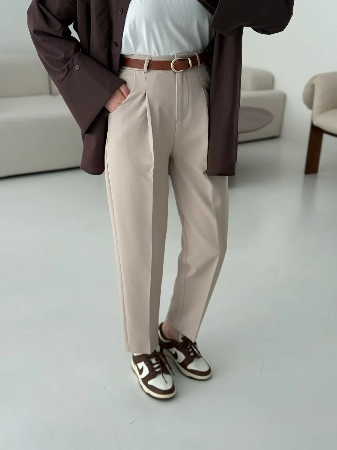 Kemerli Bej Pantolon - Görsel 3