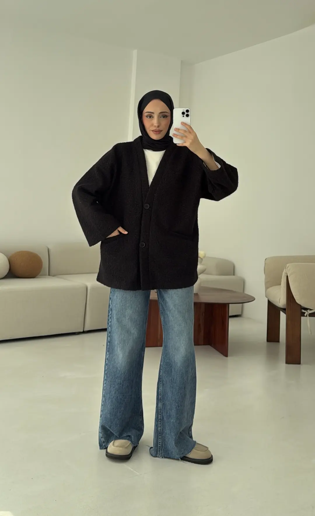 Kemerli Buklet Ceket Siyah - Görsel 3