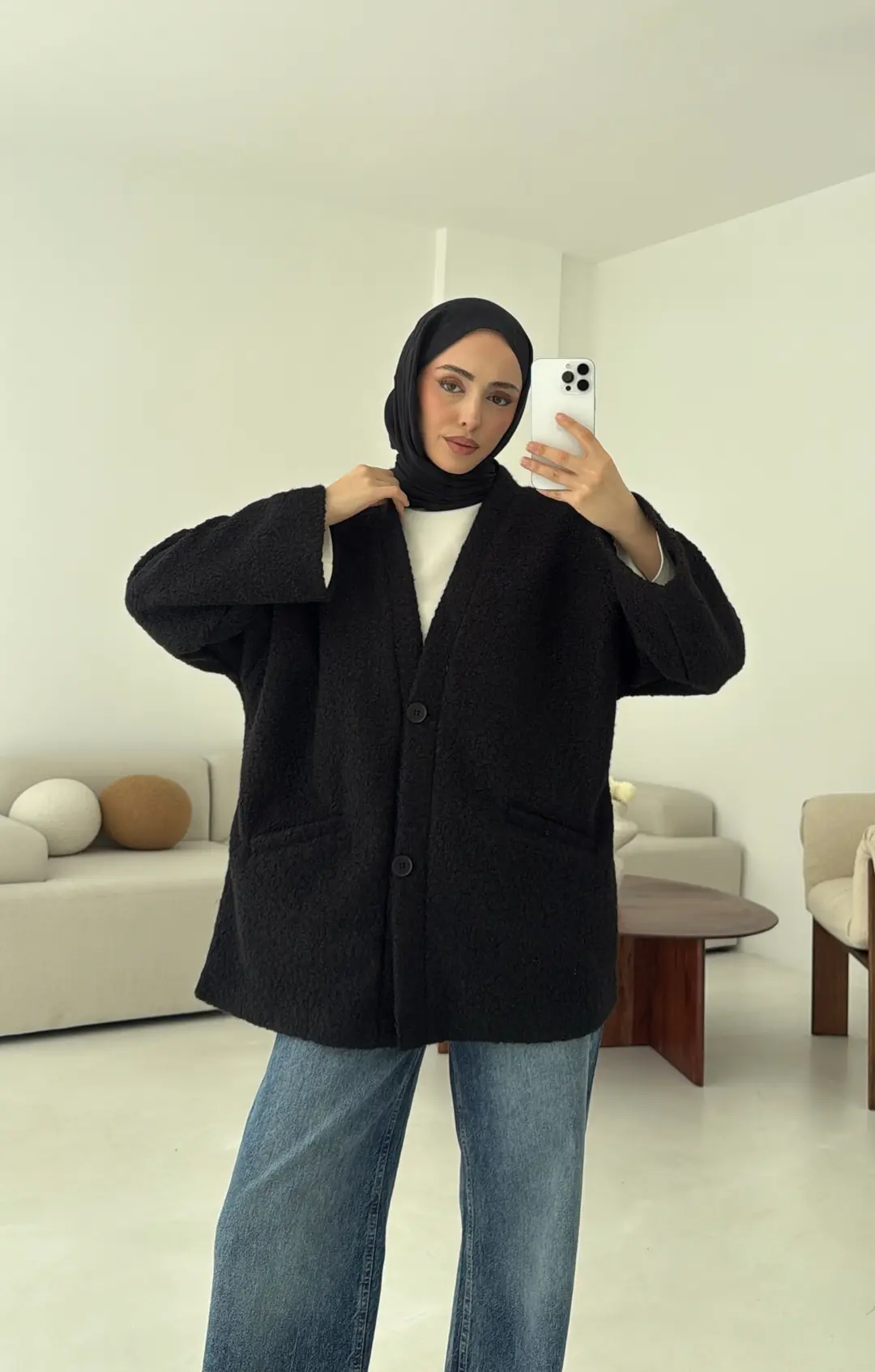 Kemerli Buklet Ceket Siyah - Görsel 5