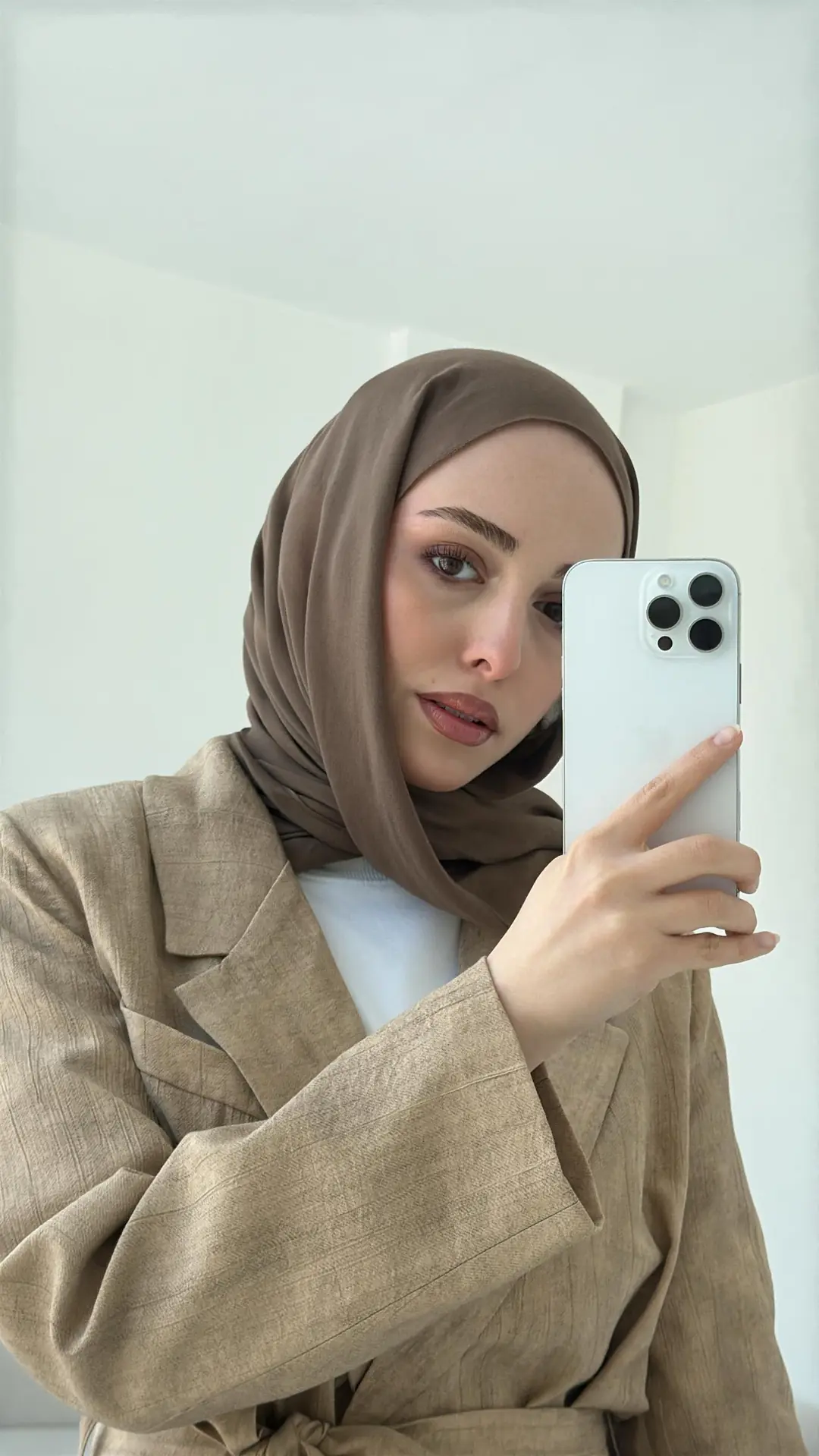 Kemerli Ceket Beli Lastikli Pantolon Takım Bej - Görsel 3