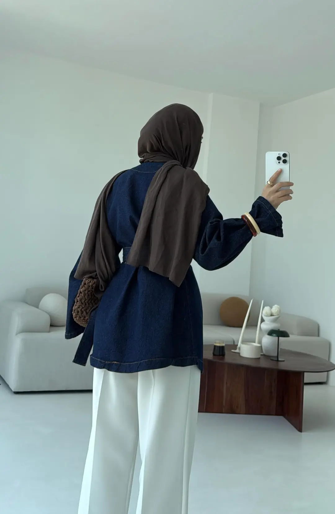 Kemerli Kot Ceket Lacivert - Görsel 3