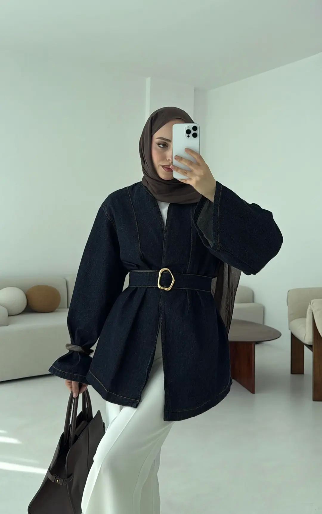 Kemerli Kot Ceket Lacivert