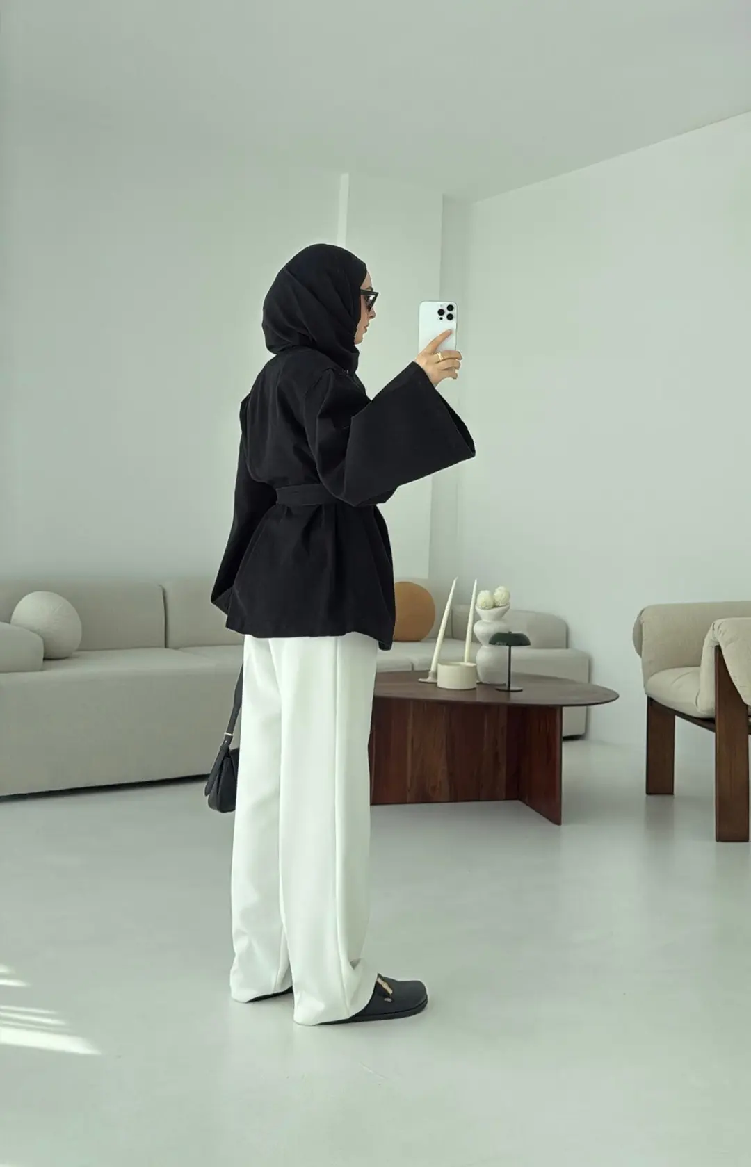 Kemerli Kot Ceket Siyah - Görsel 3